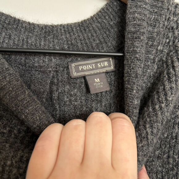 Point Sur button-back merino wool sweater in waffled supersoft yarn - Picture 3 of 6